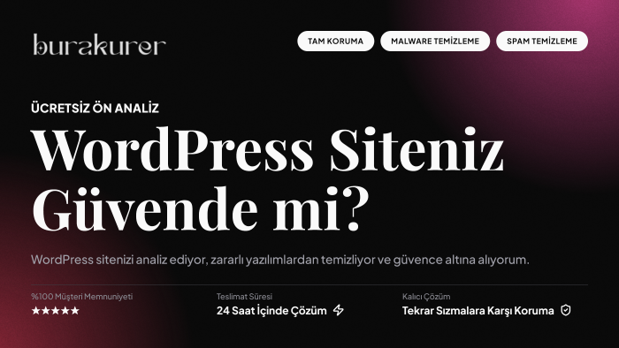 WordPress virüs temizleme ve güvenlik işlemlerini yaparım