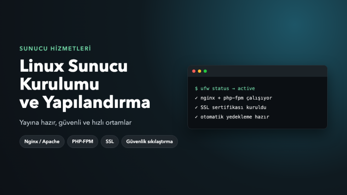 Linux sunucu kurulumu ve yapılandırması gerçekleştiririm