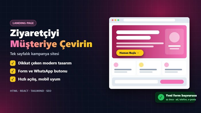 dönüşüm odaklı landing page ve tanıtım sayfası yaparım