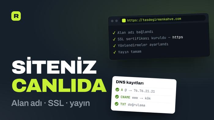 sitenizi alan adı ve hosting ile canlıya alacağım