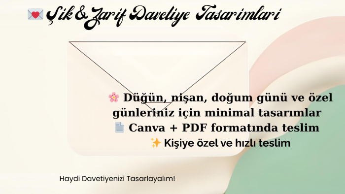 minimal ve zarif davetiye tasarımı yapıyorum