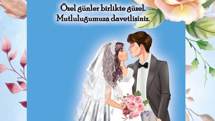 kişiye özel düğün davetiyesi illüstrasyonu yaparım