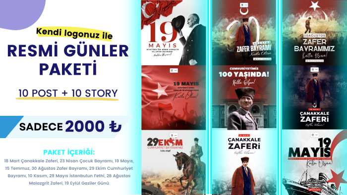 tüm resmi günler için tek paket hazırladım