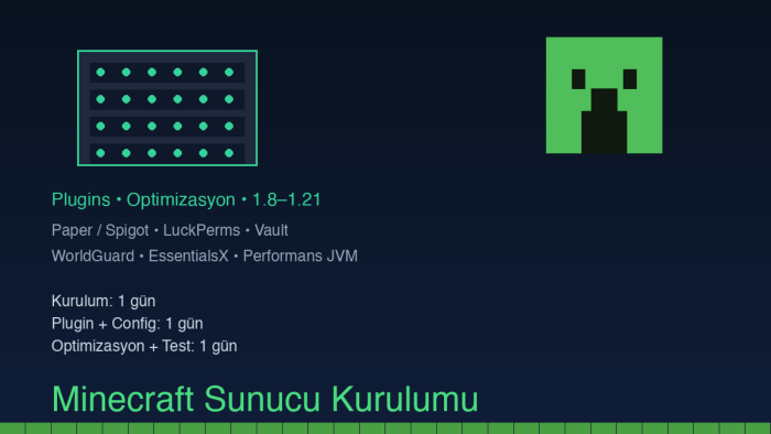 minecraft sunucunuzu sıfırdan kurar ve optimize ederim