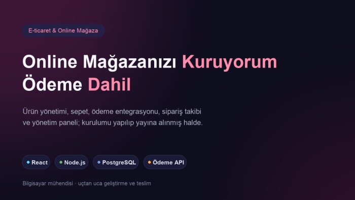 size özel kodlanmış e-ticaret sitesi kuruyorum