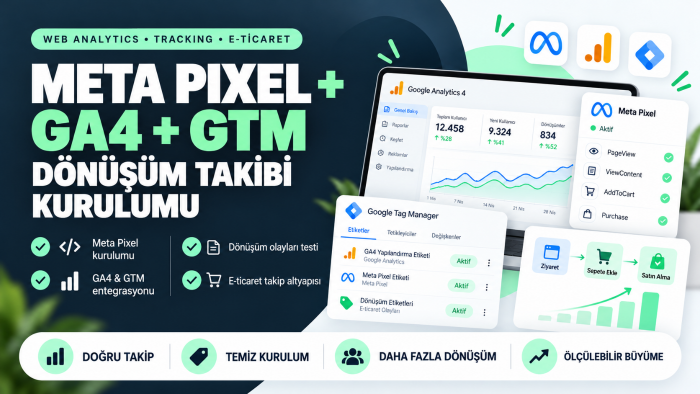 Meta Pixel, GA4 ve GTM dönüşüm takibini kurarım