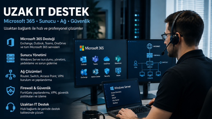 Microsoft 365 sunucu ağ ve sistem desteği sağlarım
