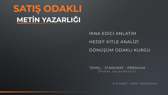 satış odaklı ürün ve hizmet metni yazarım