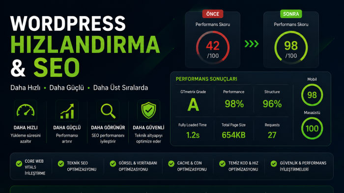 WordPress site hızlandırma ve SEO optimizasyonu yaparım