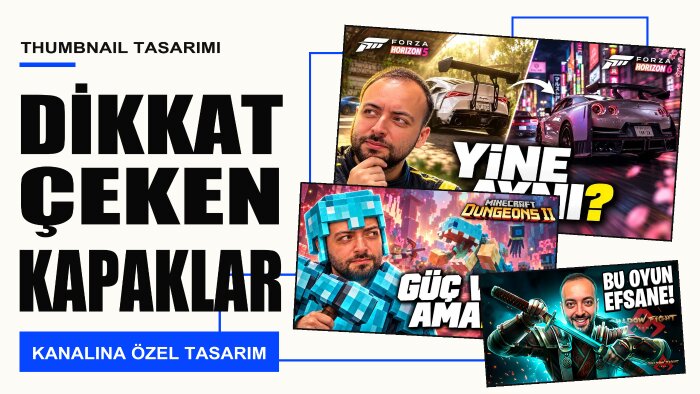 YouTube için 4K thumbnail ve video kapağı tasarlarım