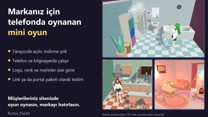 markanız için telefonda oynanan HTML5 mini oyun geliştiririm