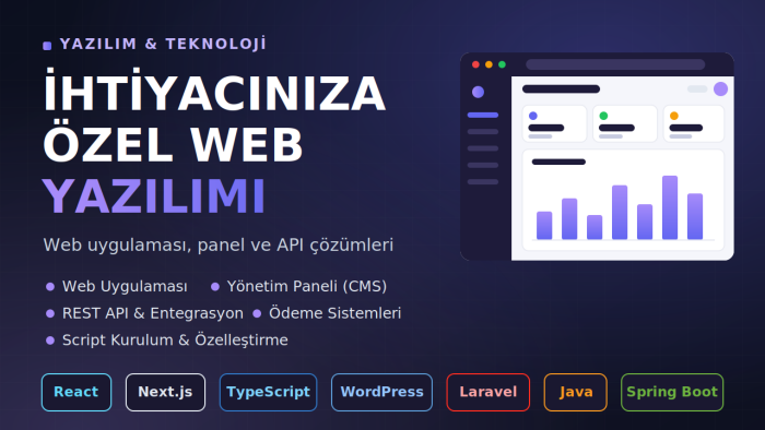 ihtiyacınıza özel web yazılımı geliştiririm