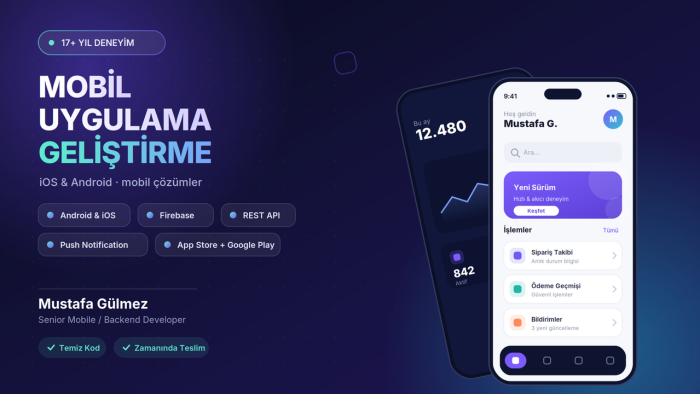 iOS ve Android için mobil uygulama geliştiririm