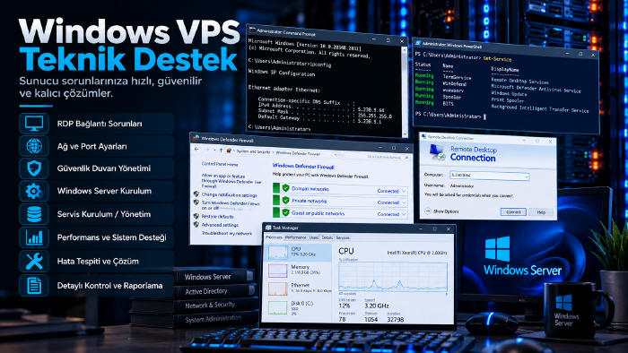 Windows VPS ve VDS sunucu sorunlarını çözüyorum