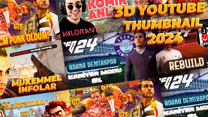 3D fontlarla dikkat çekici thumbnailler tasarlayabilirim