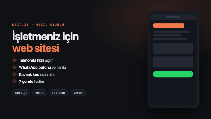 işletmeniz için hızlı ve mobil uyumlu web sitesi yaparım
