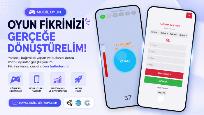 size profesyonel bir mobil oyun yapabilirim