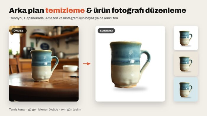 ürün fotoğraflarının arka planını temizleyip düzenlerim
