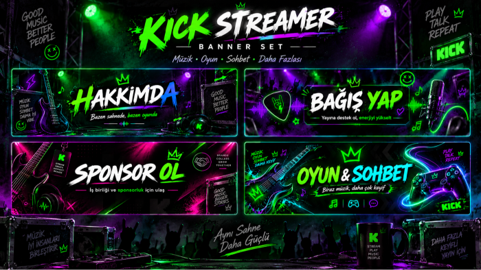 KICK Twitch ve YouTube kanalınıza özel tasarımları yaparım