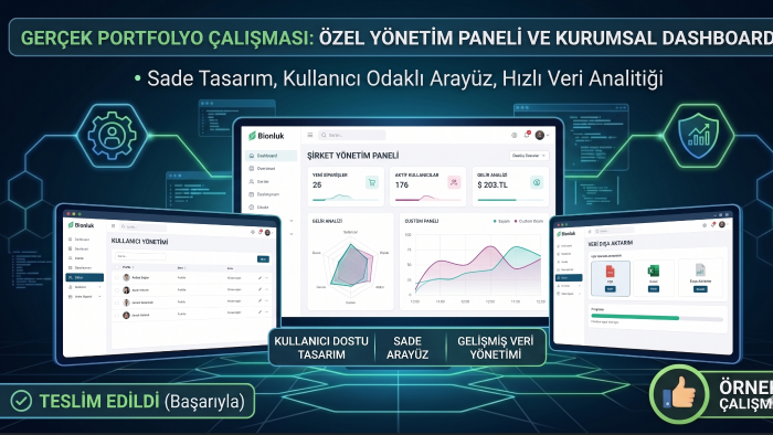 profesyonel yönetim paneli geliştiririm