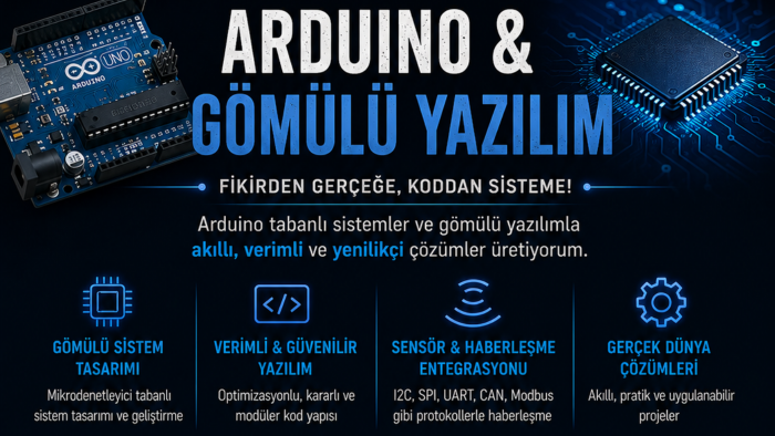 Arduino ile gömülü yazılım projelerinizi yapabilirim