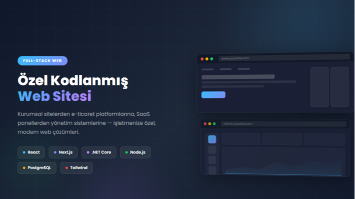 işletmenize özel modern web sitesi geliştiririm