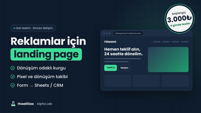 Google ve Meta reklamlarınız için landing page tasarlarım