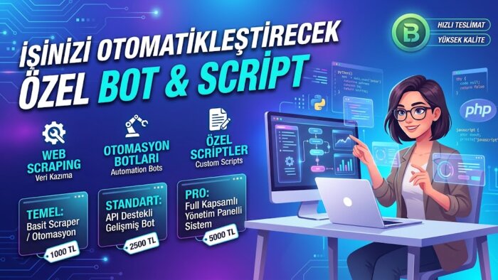 işinizi otomatikleştirecek özel bot ve script kodlarım