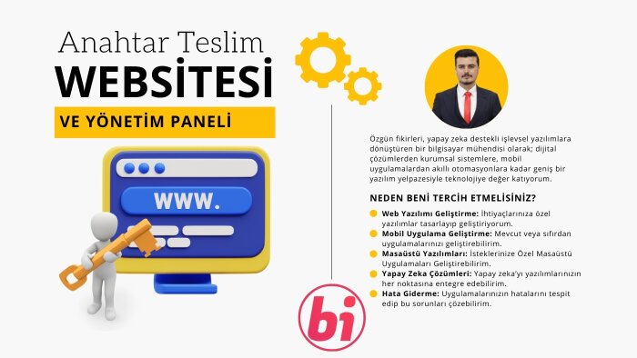web sitenizi anahtar teslim bir şekilde hazırlayabilirim