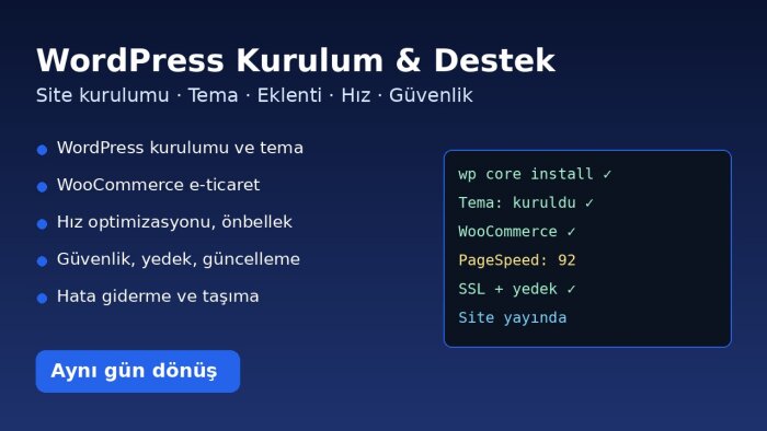 WordPress sitenizi kurar, hızlandırır ve sorunlarını çözerim