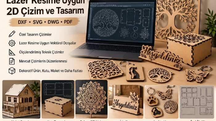 lazer kesime uygun DXF, SVG ve vektörel çizimler hazırlarım
