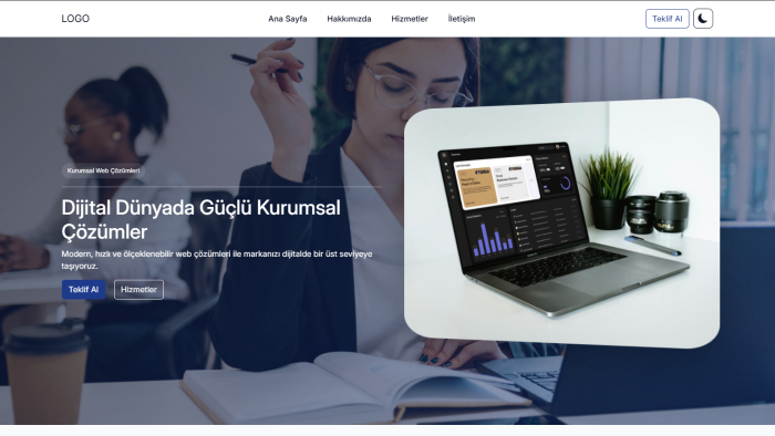 modern kurumsal web sitesi teması tasarlarım