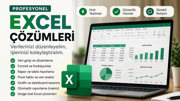 Excel ile ilgili tüm işlerinizi halledebilirim