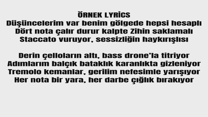  çeşitli tarzlarda şarkı yazarım