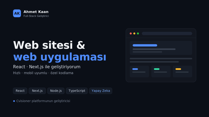 modern web sitesi ve web uygulaması geliştiririm
