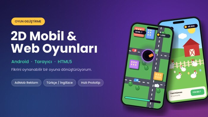 Android ve tarayıcı için eğlenceli 2D oyunlar yaparım
