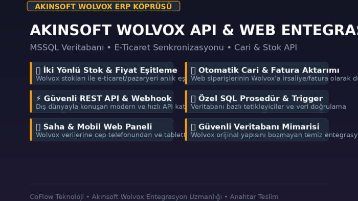 Akınsoft Wolvox için API ve web entegrasyonu yapabilirim