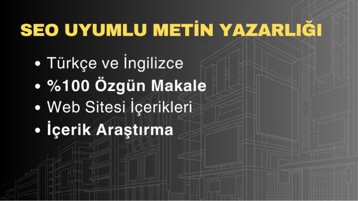 İngilizce-Türkçe SEO uyumlu özgün metin yazarlığı yapıyorum