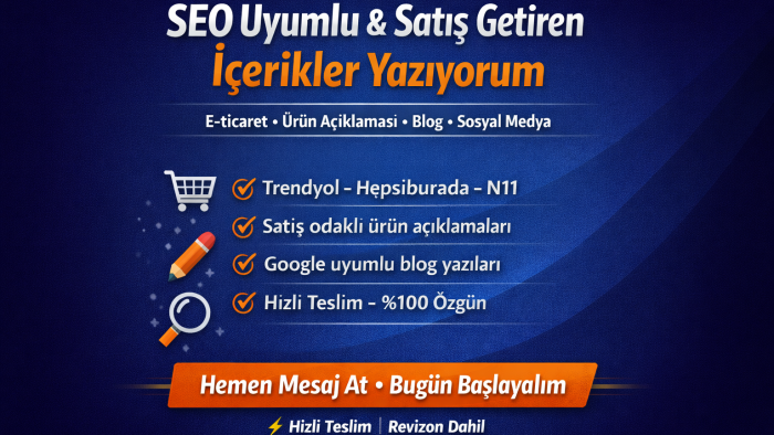 markanız için SEO uyumlu içerikler üreterek güçlendiririm