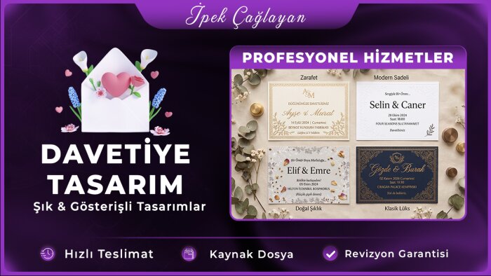 özel günleriniz için şık ve modern davetiye tasarlarım