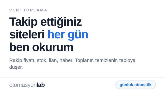 takip ettiğiniz sitelerden düzenli veri toplayıp raporlarım