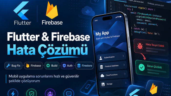 Flutter ve Firebase uygulama hatalarını düzeltebilirim