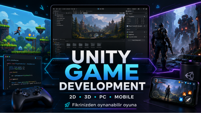  Unity ile 2D ve 3D oyun projeleri geliştiririm
