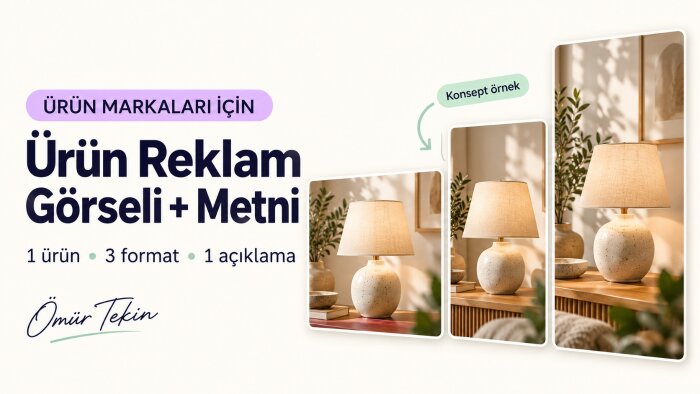 ürün fotoğrafınızdan reklam görseli ve metin hazırlarım