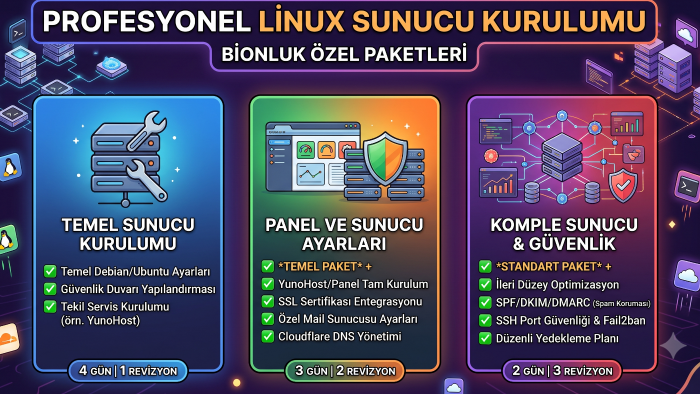 Debian sunucularınız için kurulum hizmeti sunuyorum