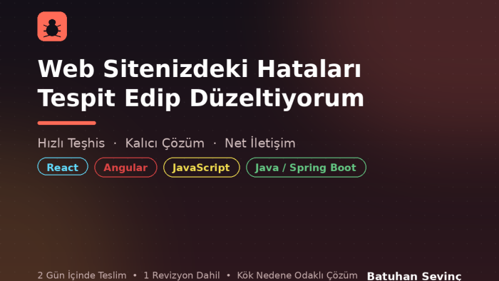 web sitenizdeki hataları tespit edip düzeltiyorum