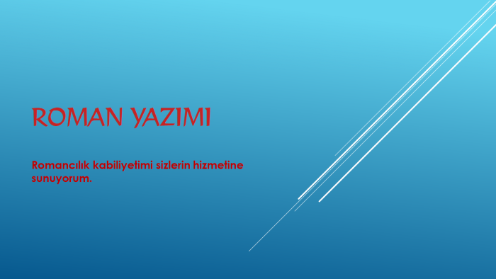 roman yazma işinde hizmetinizdeyim