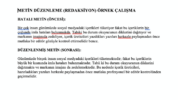 yazınızı imla ve akıcılık yönünden profesyonelce düzenlerim