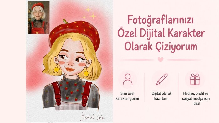 fotoğraflarınızı özel dijital karakter olarak çiziyorum