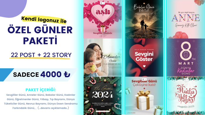 22 farklı özel günü tek bir pakette topladım